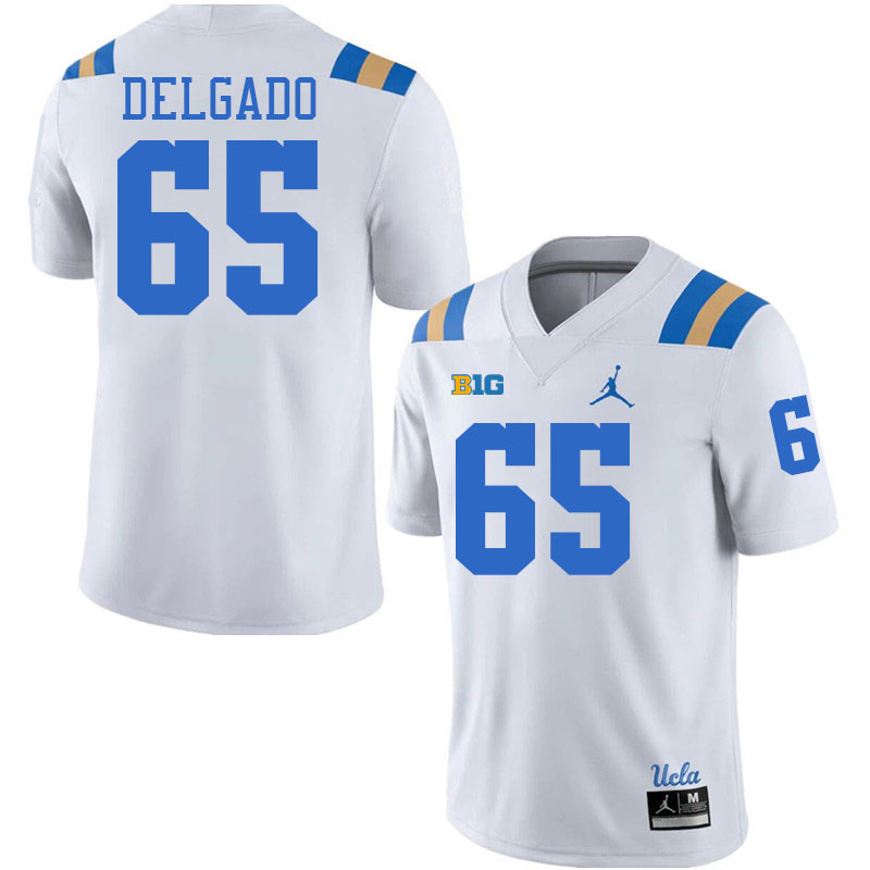 Men #65 Devin Delgado Big 10 Conference College Football Jerseys Stitched-White